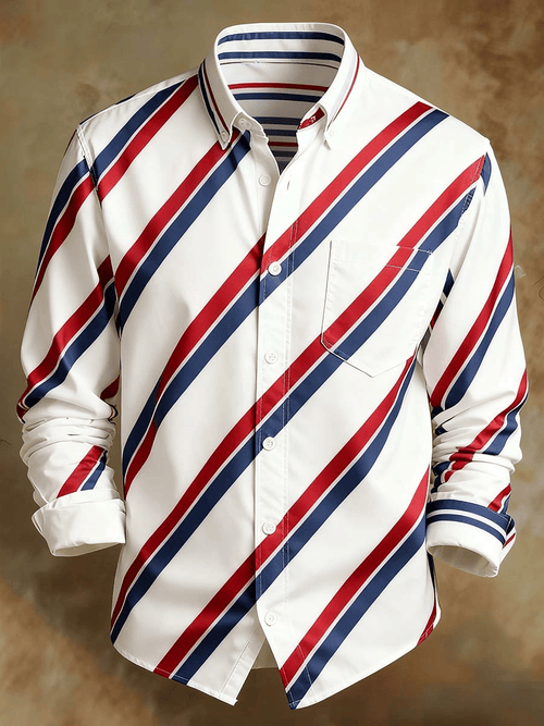 Men's Retro Abstract Art Print Comfortable Business Style Shirt