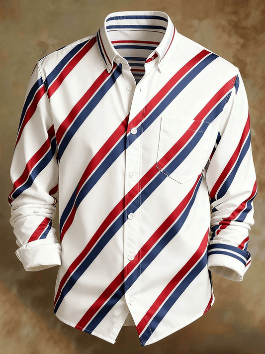 Men's Retro Abstract Art Print Comfortable Business Style Shirt