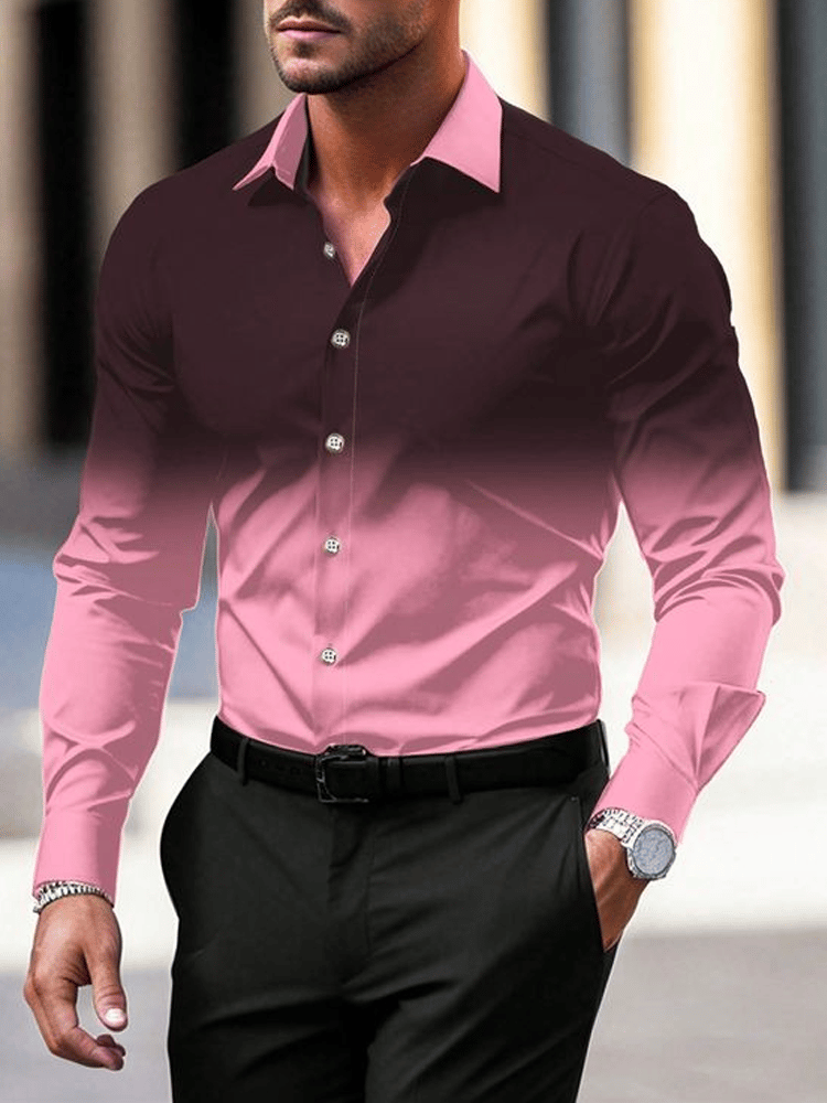 Men's Business Casual Striped Long Sleeve Shirt