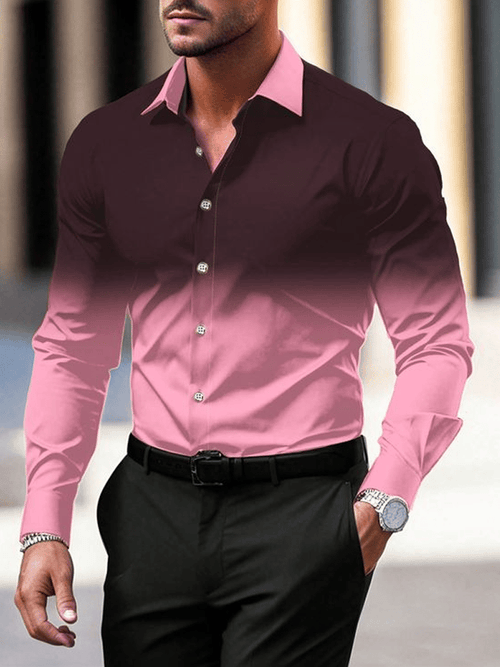 Men's Business Casual Striped Long Sleeve Shirt
