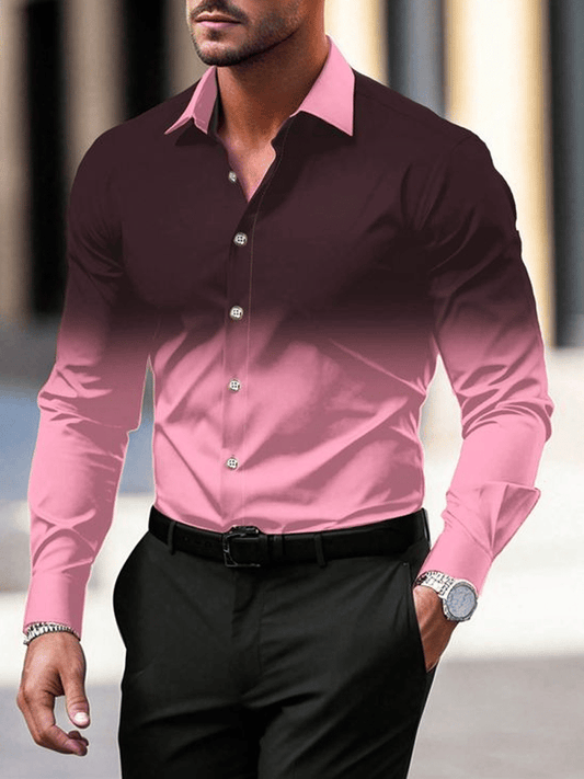 Men's Business Casual Striped Long Sleeve Shirt