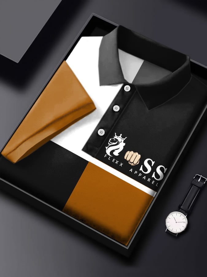 Men's Letter Printed Casual Short Sleeve Polo Shirt