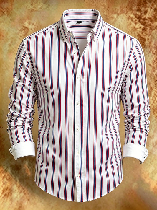Men's Retro Abstract Art Print Comfortable Business Style Shirt