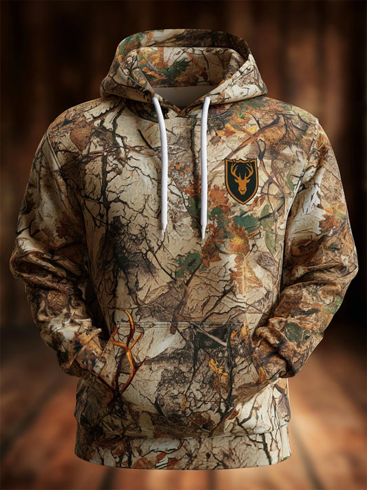 Men's Retro Leaf Camouflage Hunting Hoodie