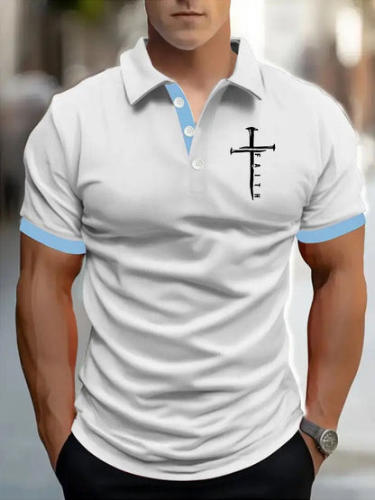 Men's Cross Printed Polo Shirt