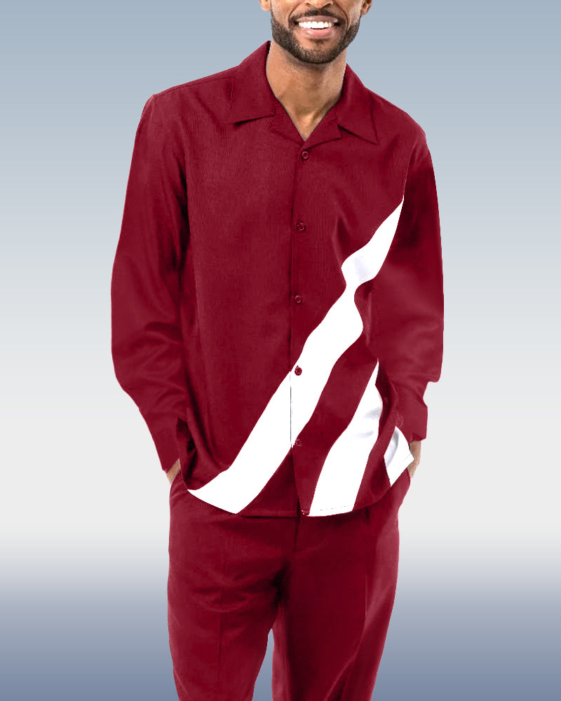 Red Walking Suit 2 Piece Long Sleeve Set