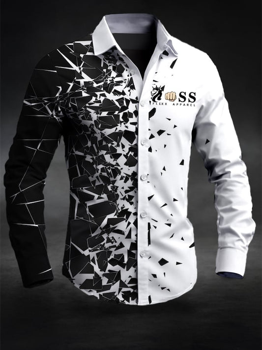 Men's Retro Letter Design Printed Business Long Sleeve Shirt