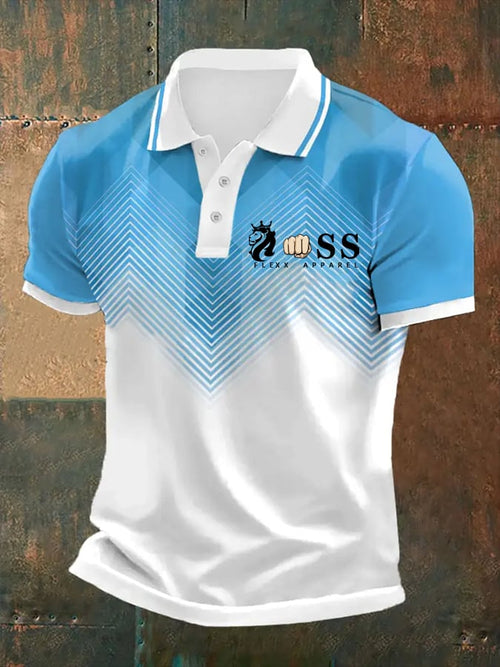 Men's Retro Letter Print Casual Polo Shirt