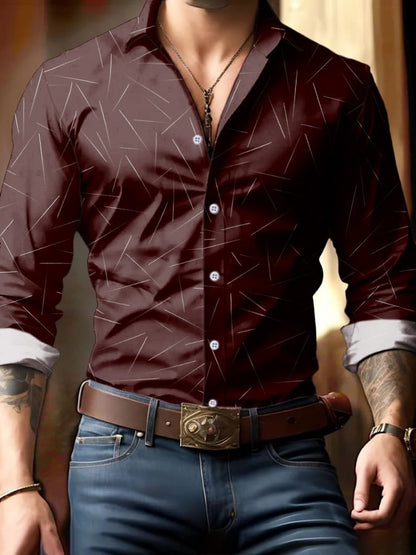 Men's Business Style Geometric Print Shirt