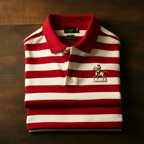 Men's Business Casual Pony Embroidered Button Short Sleeve Polo Shirt