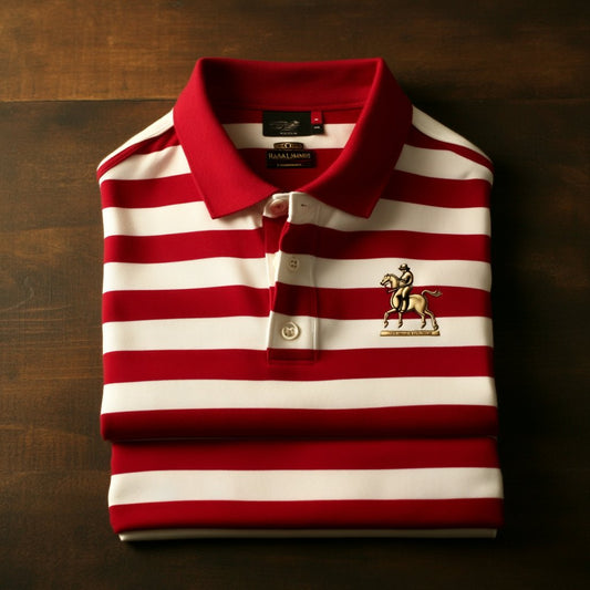 Men's Business Casual Pony Embroidered Button Short Sleeve Polo Shirt