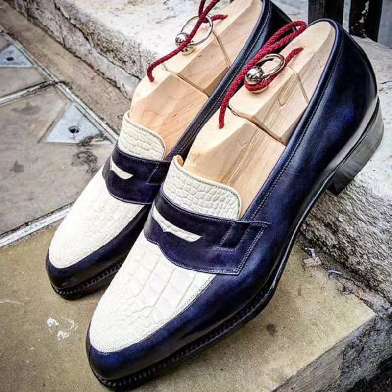 Fashionable British Style Casual Color Contrast Leather Shoes