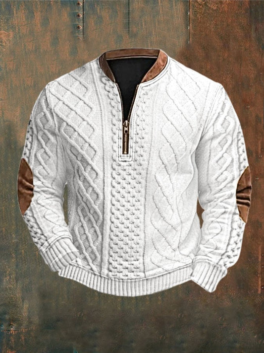Men's Western Retro Textured Printed Sweatshirt