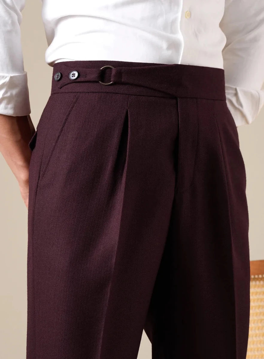 Classic single-pleat business trousers