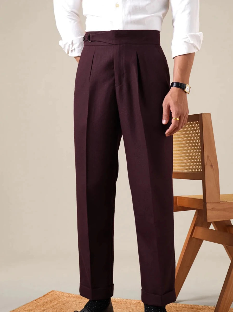 Classic single-pleat business trousers