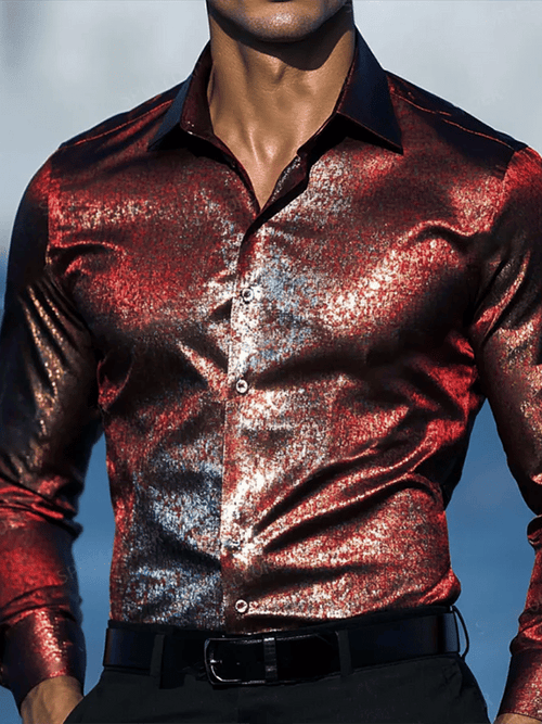 Men's Satin Luxe Long Sleeve Button Down Shirt