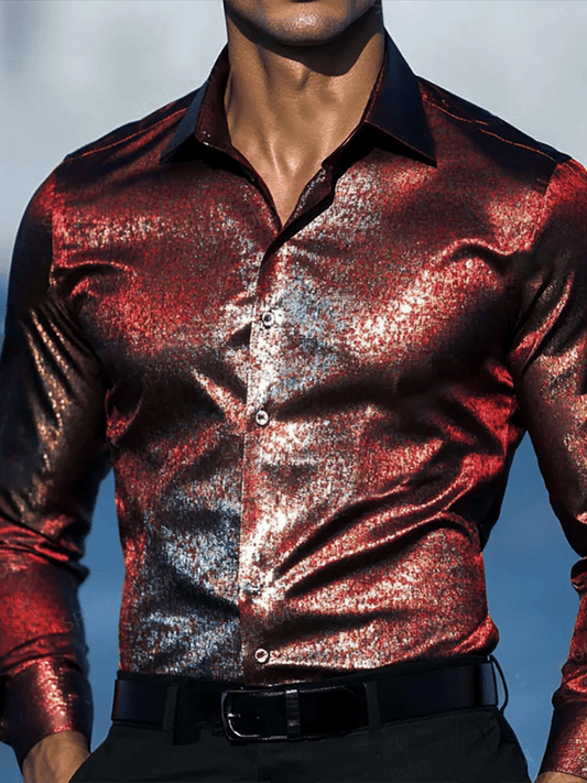 Men's Satin Luxe Long Sleeve Button Down Shirt