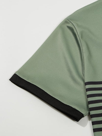 Men's Fashionable Contrast Color Short Sleeve Polo Shirt
