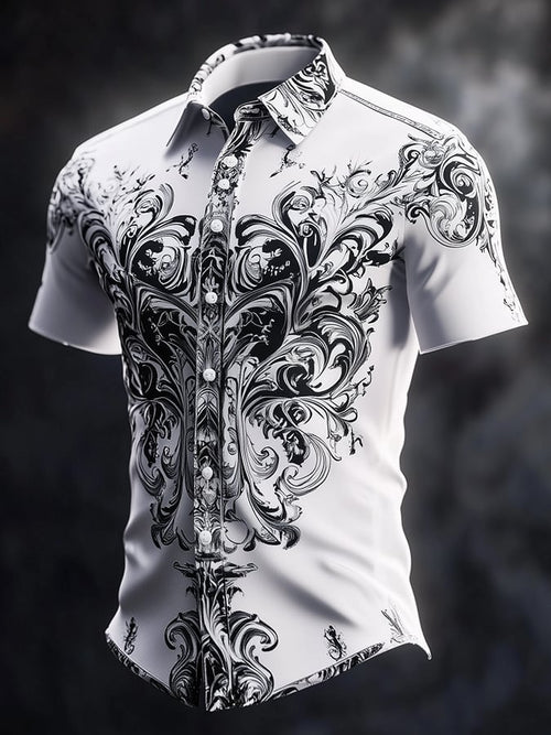Men's Dark Exquisite Skull Floral Shirt