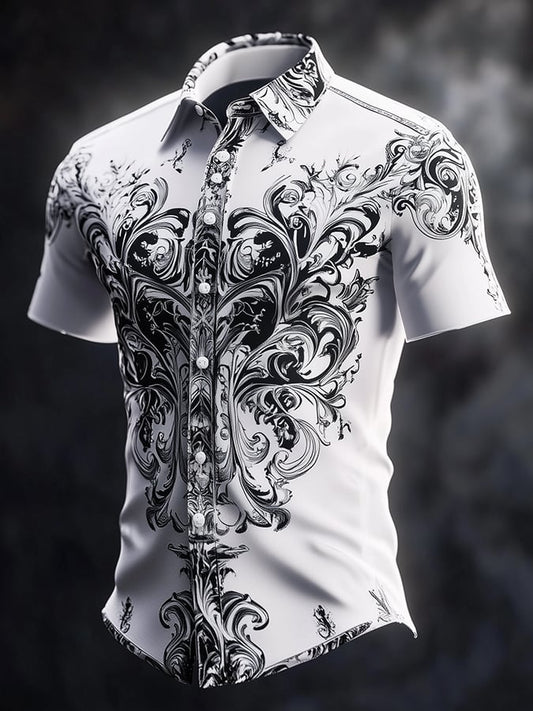 Men's Dark Exquisite Skull Floral Shirt