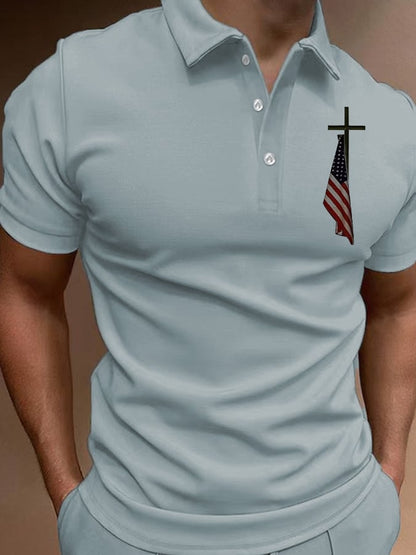 Men's Short Sleeve Casual Printed POLO Shirt