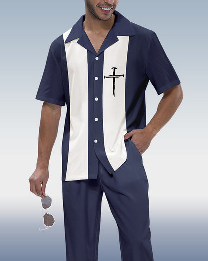 Rianmond Men's Colorblock Short Sleeve Shirt 317