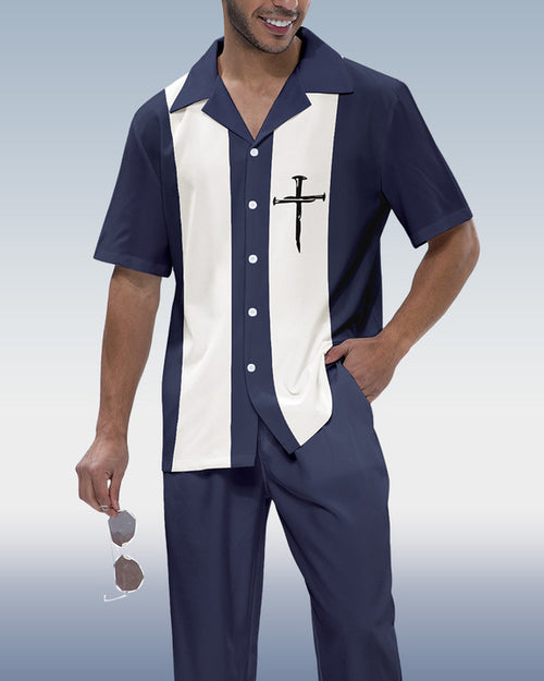 Rianmond Men's Colorblock Short Sleeve Shirt 317