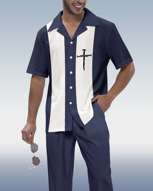 Rianmond Men's Colorblock Short Sleeve Shirt 317
