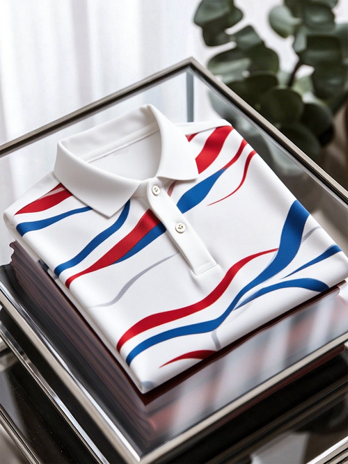 Men's Business Casual Art Button Short Sleeve Polo Shirt