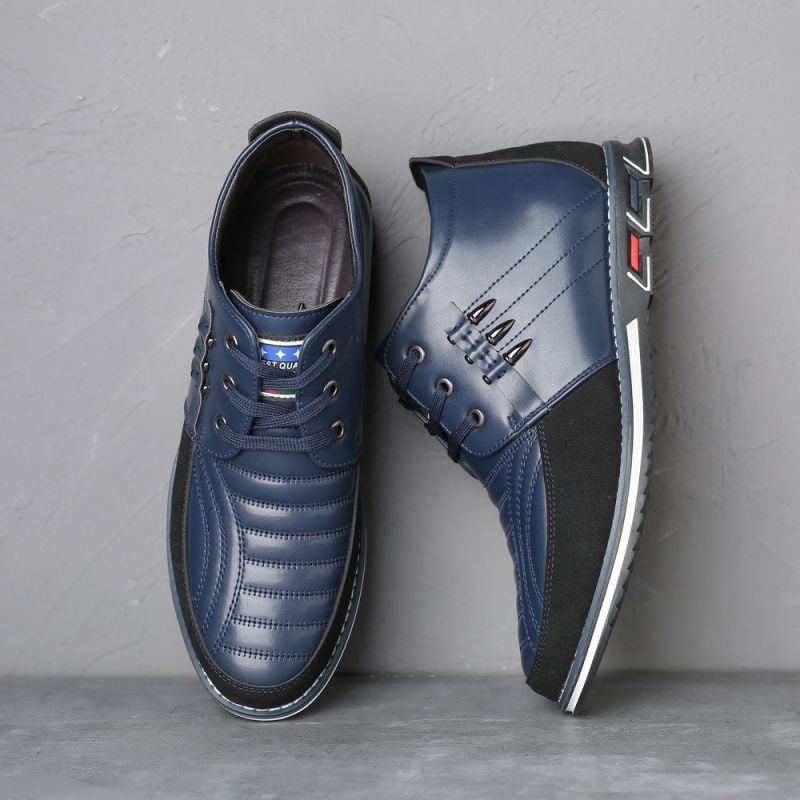 Fashion Mid-Top Lace-Up Casual Men'S Leather Shoes