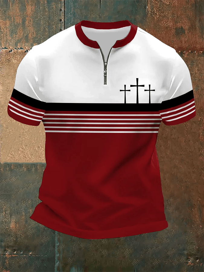 Men's Vintage Faith Print Zip Top