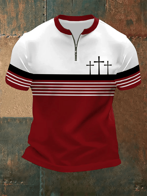 Men's Vintage Faith Print Zip Top
