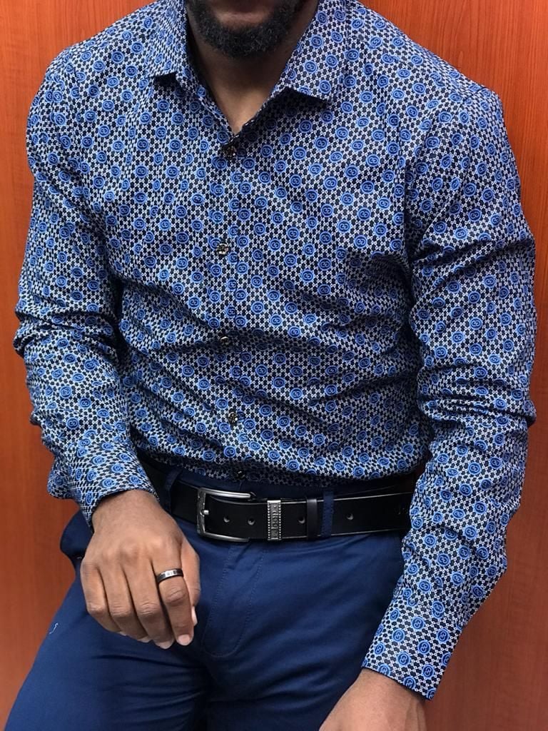Men's Street Style Business Casual Printed Long Sleeve Shirt