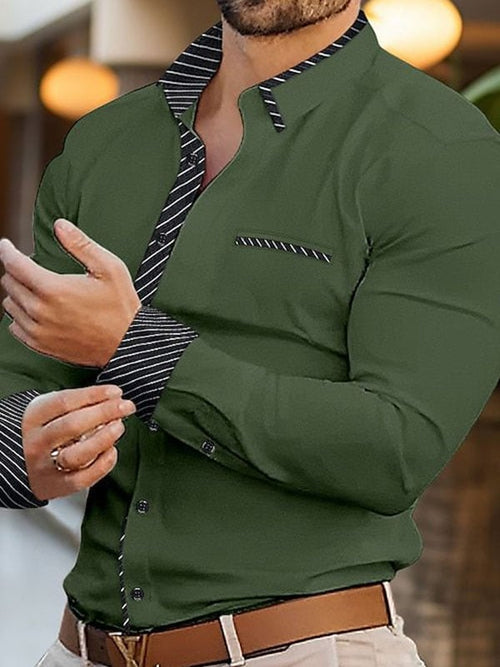 Men's Plaid Business Long Sleeve Shirt