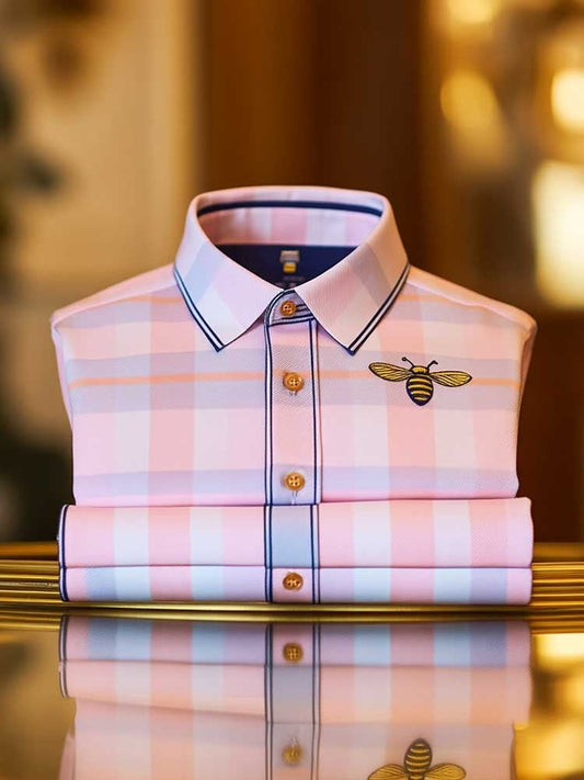 Men's Classic Business Logo Button Short Sleeve Polo Shirt