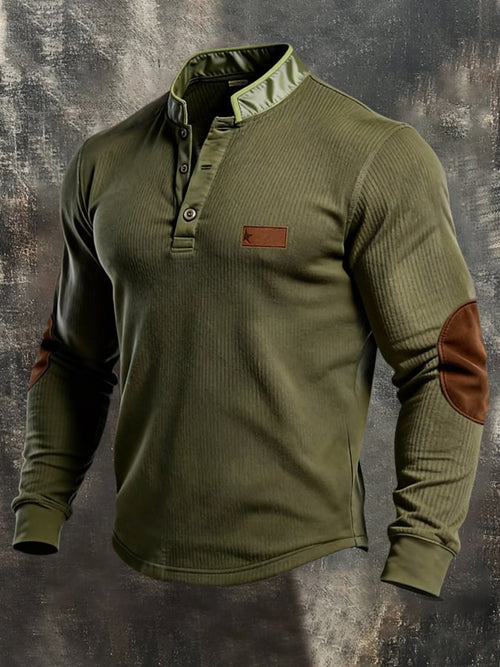 Men'S Vintage-Style Color-Blocked Long-Sleeved T-Shirt