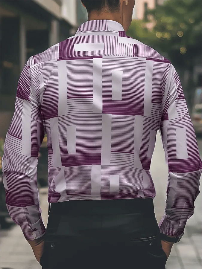 Men's Geometric Design Business Casual Shirt