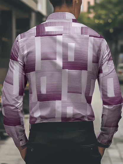 Men's Geometric Design Business Casual Shirt