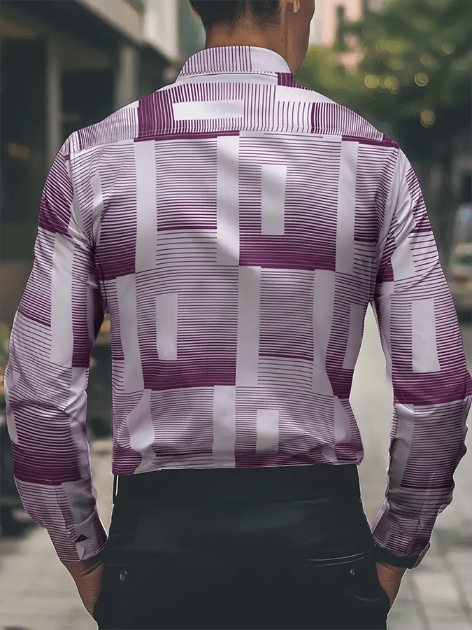 Men's Geometric Design Business Casual Shirt