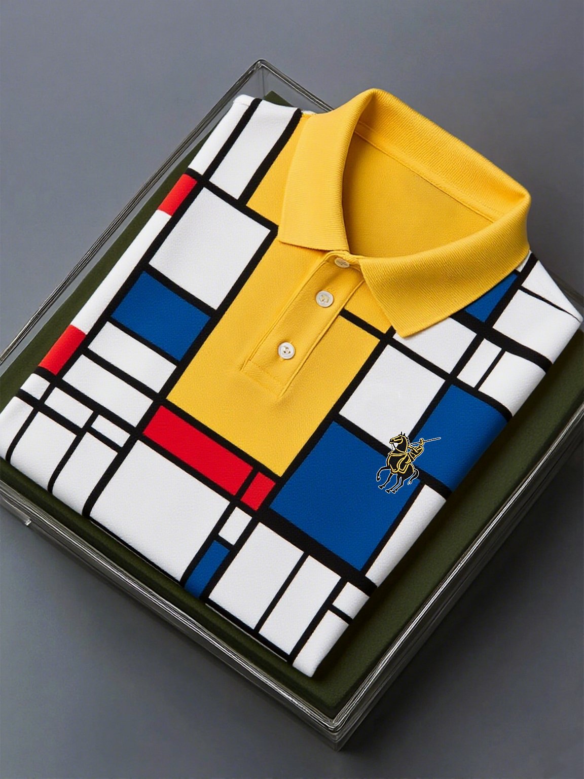 Men's Business Casual Artistic Button Short Sleeve Polo Shirt