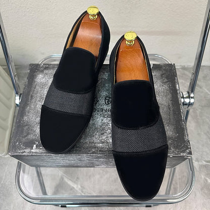 Luxury Designer New Pointed Suede Patchwork Oxford Shoes