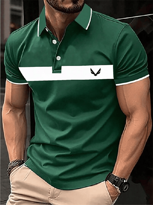 Men's Casual Business Button Short Sleeve Polo Shirt