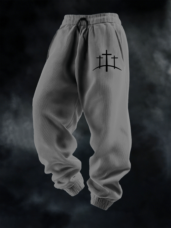 Men's Faith Print Casual Knit Pants