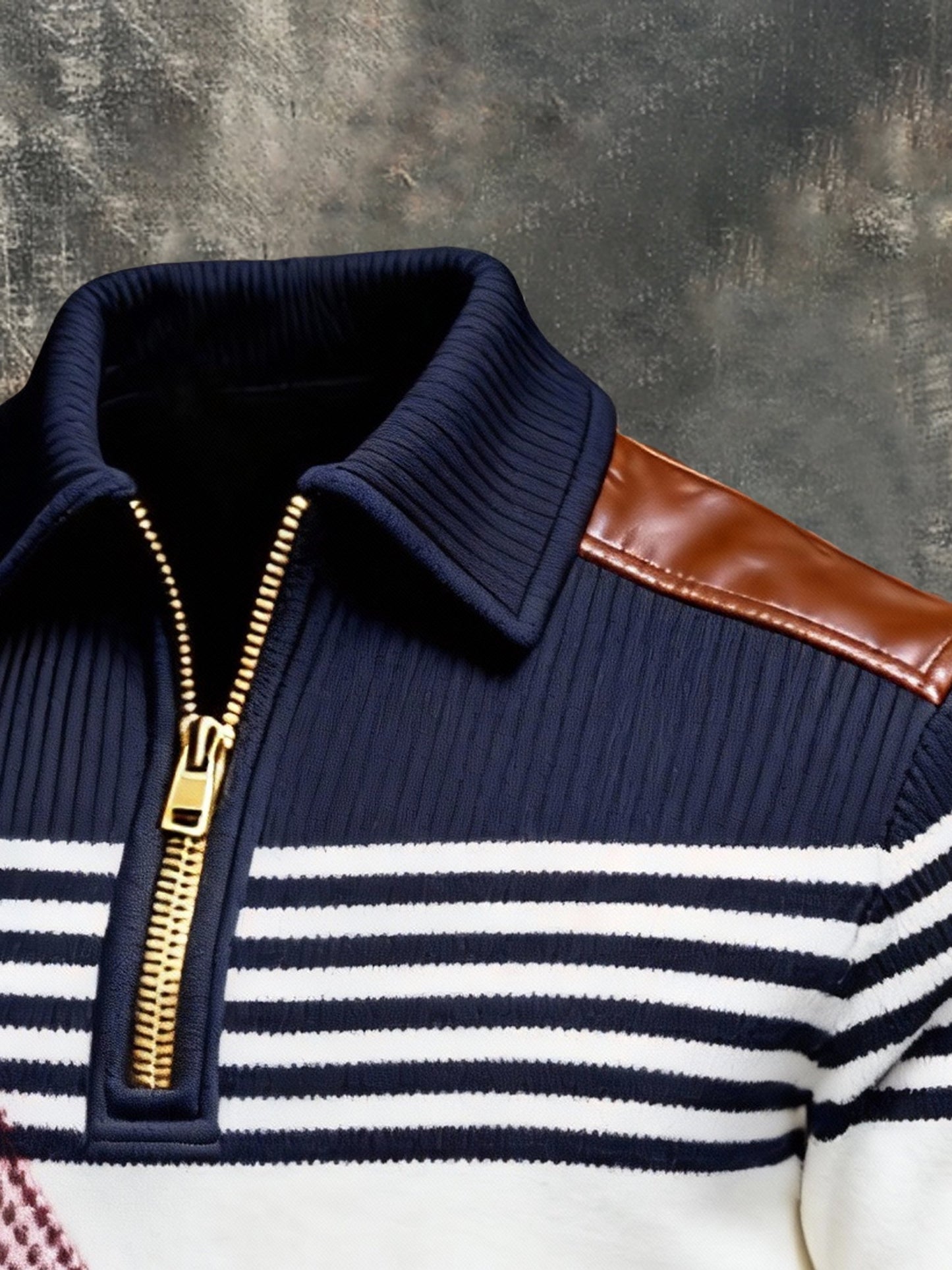 Men's Vintage Color-Block Printed Zip-Up Hoodie