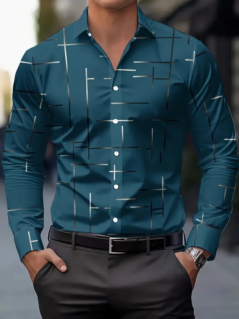 Men's Street Style Business Casual Printed Long Sleeve Shirt