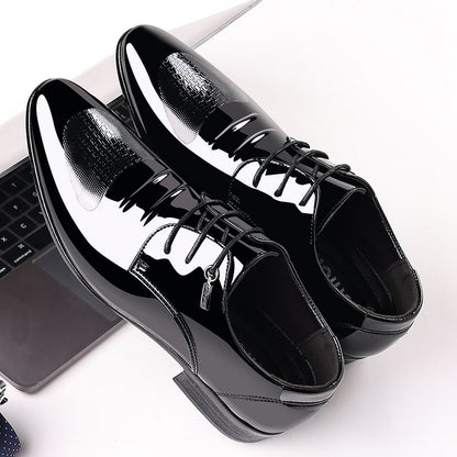 Men's Business Formal Casual Pointed Toe Lace Up Oxfords Faux Leather Patant Shoes