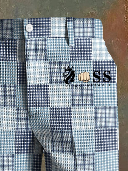 Men's Casual Plaid Waffle Pants
