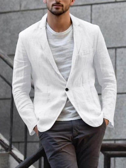 Men's casual loose cotton and linen suit