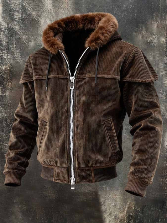 Men's Vintage Fleece-Lined Corduroy Outdoor Jacket
