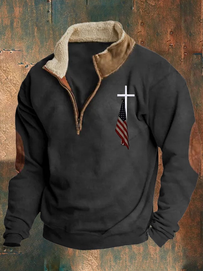 Men's Casual Faith Print Long Sleeve Sweatshirt